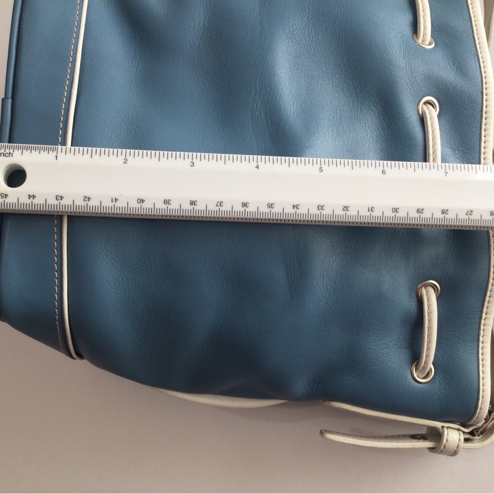 Coach Blue and White Leather Bucket Bag - Picture 10 of 12